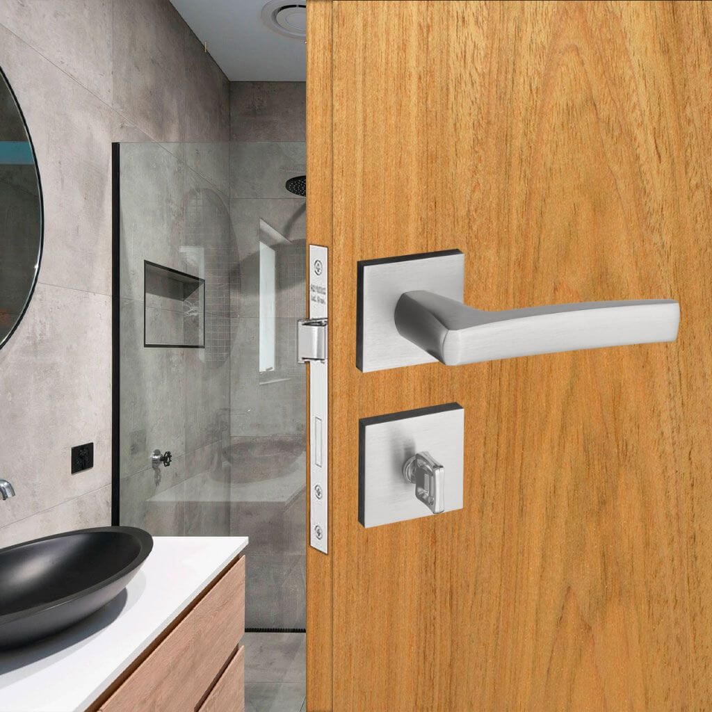 Fechadura Acqua Star Roseta 55mm Quadrada Escovada - Pado - Madermac